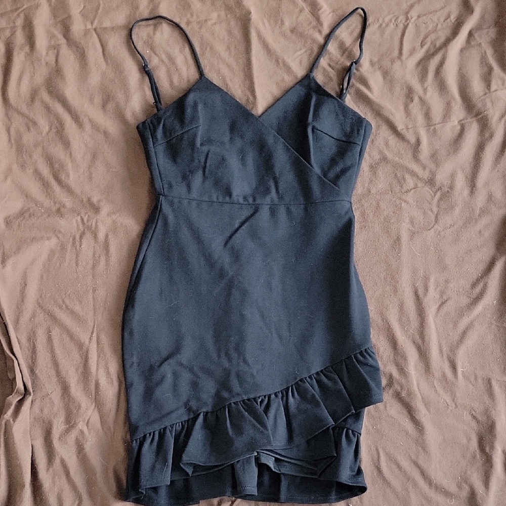 Lulu's Black Ruffle Mini Dress